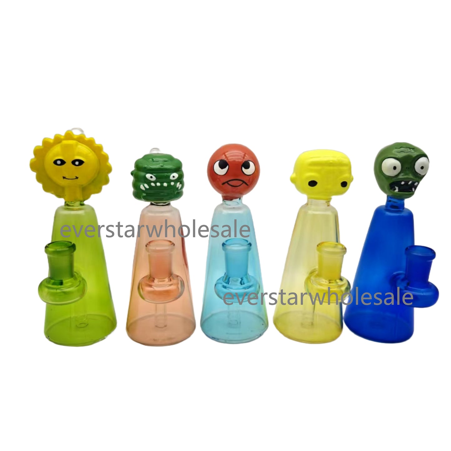 6.5 Inch Character Head Colorful Glass Water Pipes-Random Color