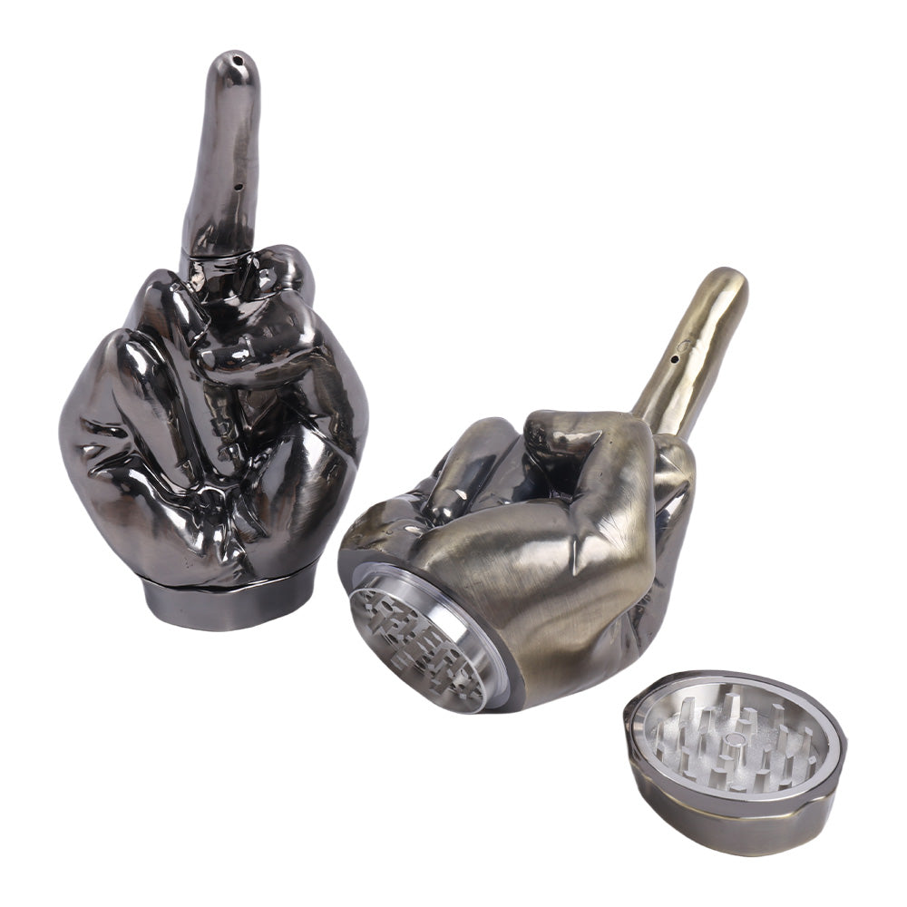 Zinc Alloy Middle Finger Smoke Dry Herb Grinder-1PC Color Randomly