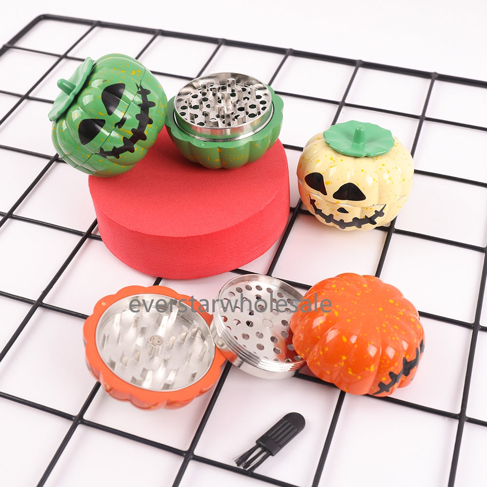 Herb Grinder 3 Layers 60mm Zinc Alloy Halloween Pumpkin Shape