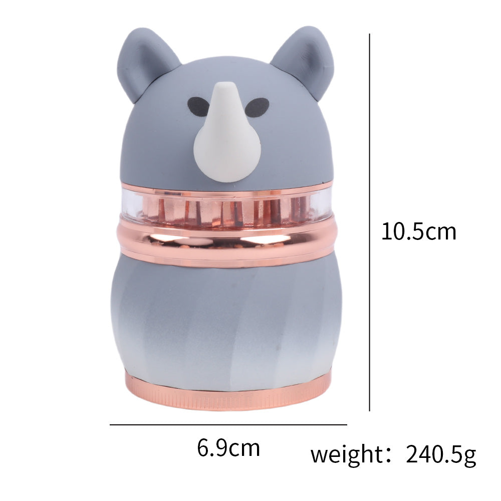 Colorful Rhinoceros and Piggy Smoking Herb Grinder-4 Layes