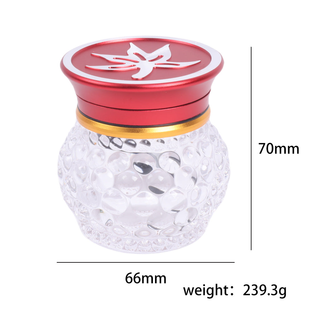 Tobacco Herb Grinder Cured Maple Leaf Lid and Glass Storage Jar