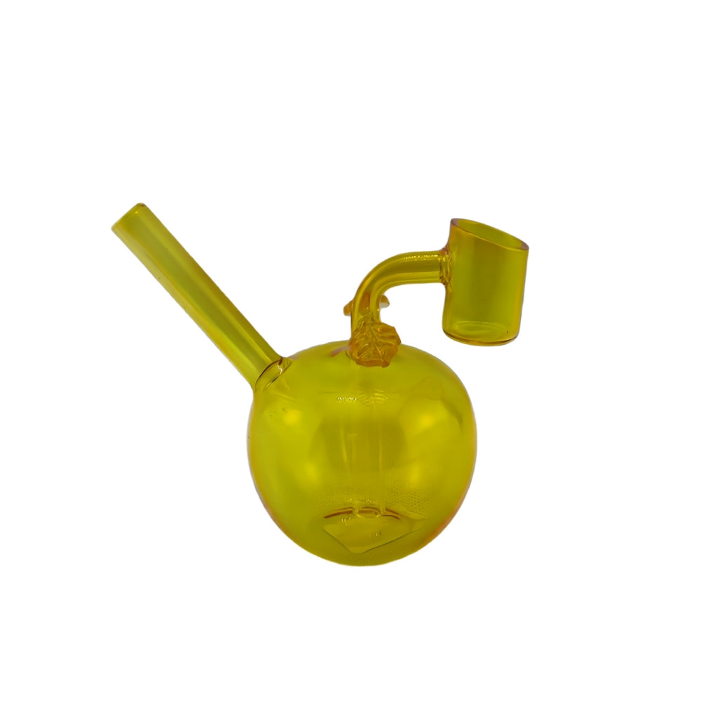 4.75 Inch Tall Apple Design Mini Glass Dab Rig with Fixed Banger