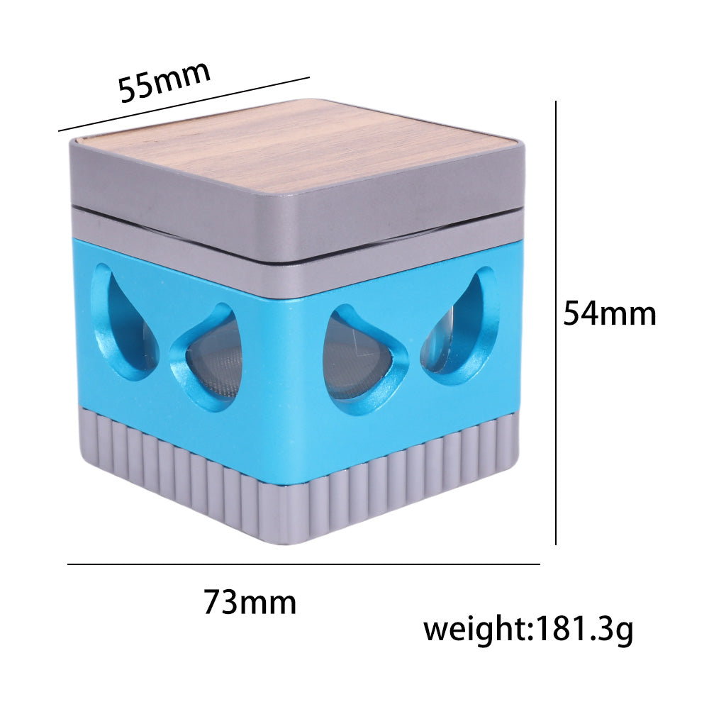 Square Shape Herb Grinder with Zorro Eyes Window