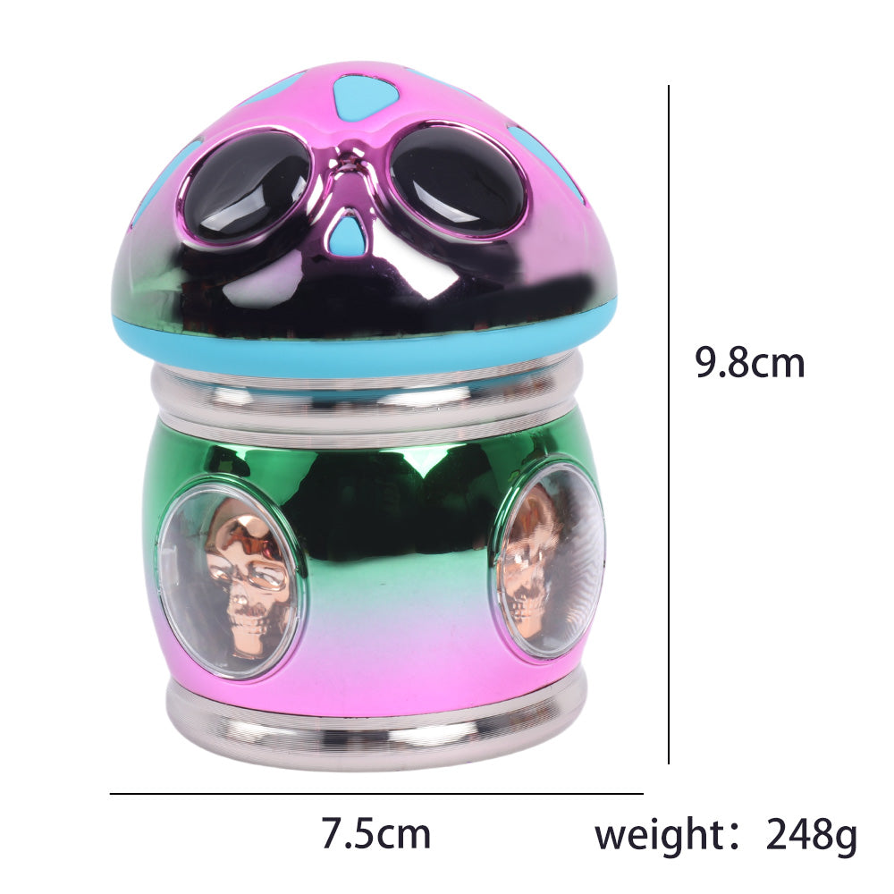 Skull Head Alien Mushroom Shape Metal Herb Grinder