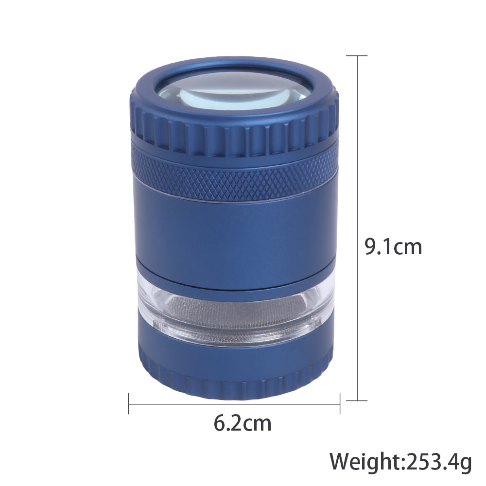 5 Layer Aluminum Alloy Smoke Grinder with Magnifying Glass Manual Herb Grinder