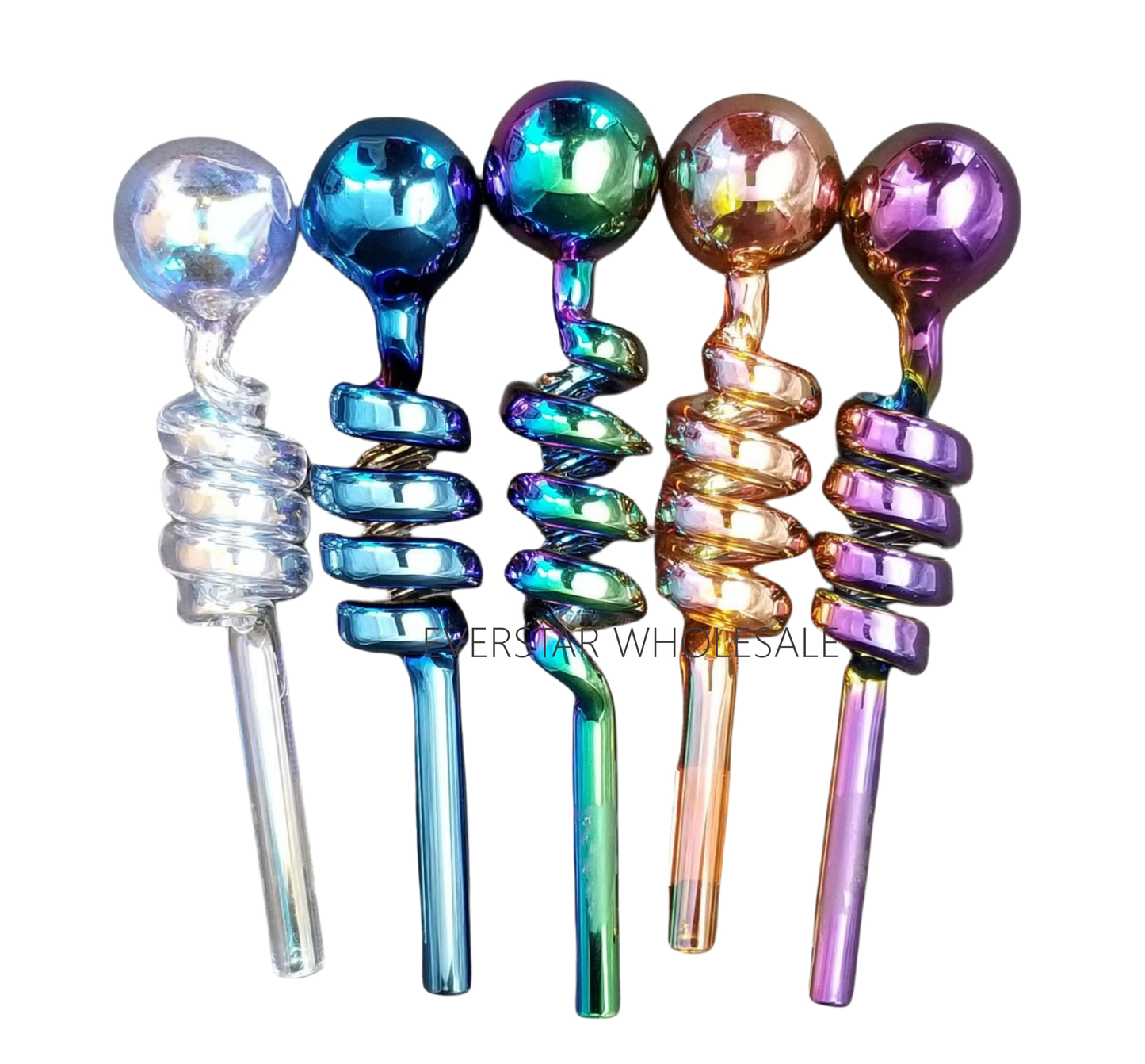 4PCS Spiral Glass Oil Burner Pipe Iridescent Colors