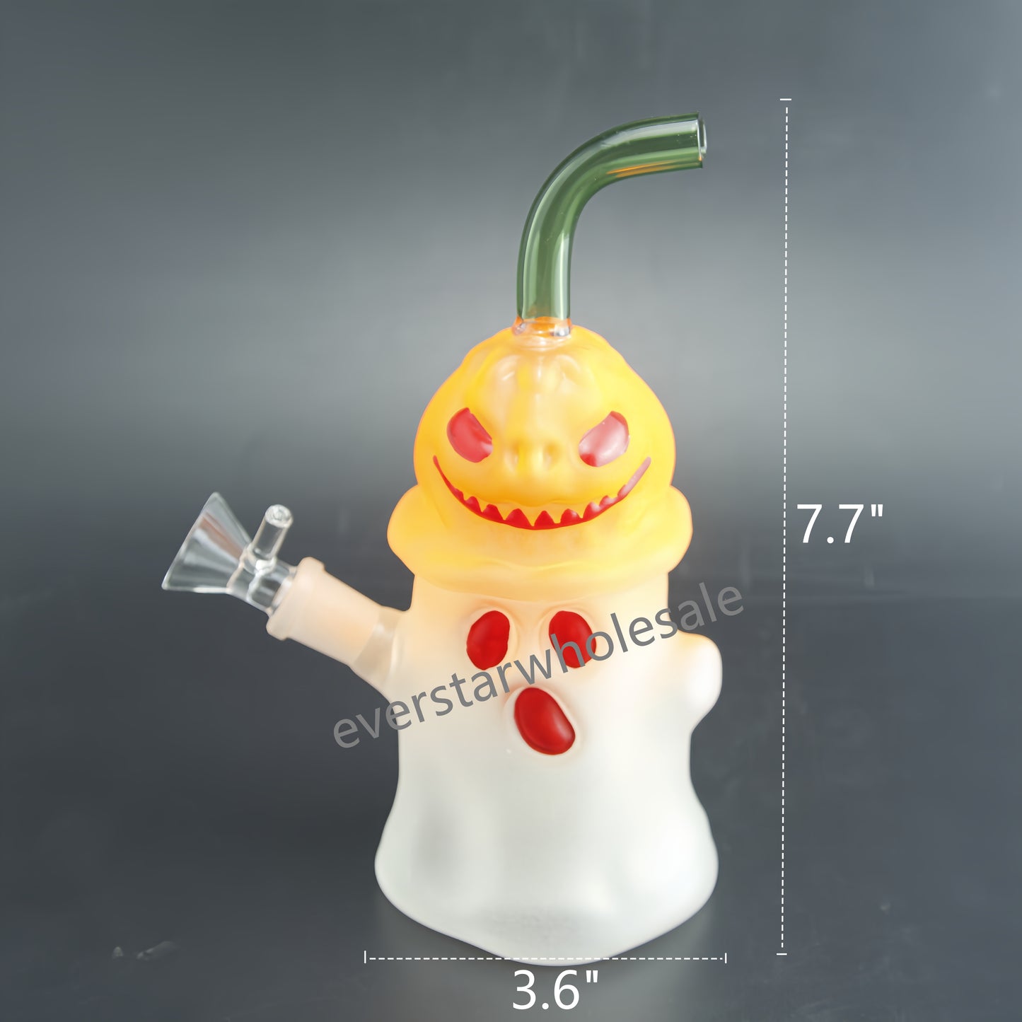 7.7 Inch Tall Glow in the Dark Colored Ghost Glass Water Pipe Halloween Gift