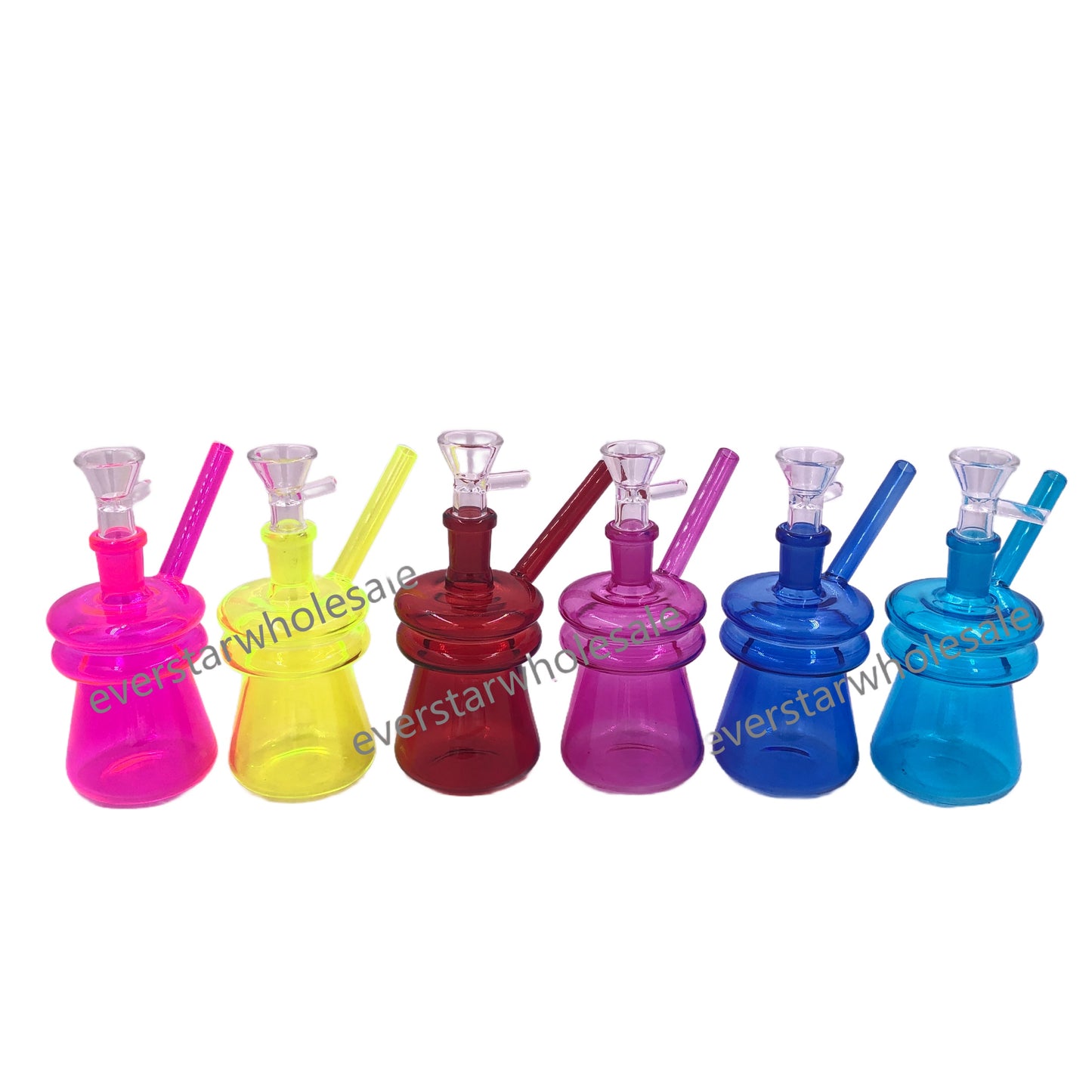 4.25 Inch Tall Small Glass Water Pipes with Two Rings-Random Color Comes