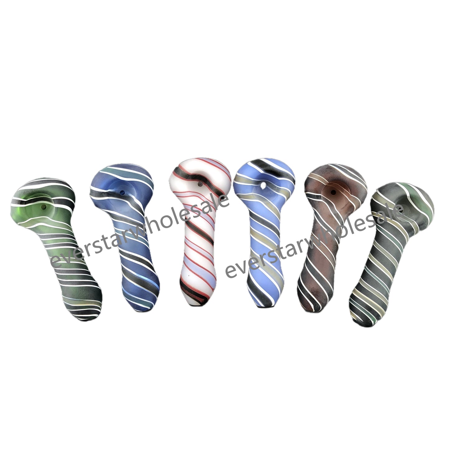 4 Inch Length Twisted Line Glass Spoon Hand Pipes-Random Color Comes