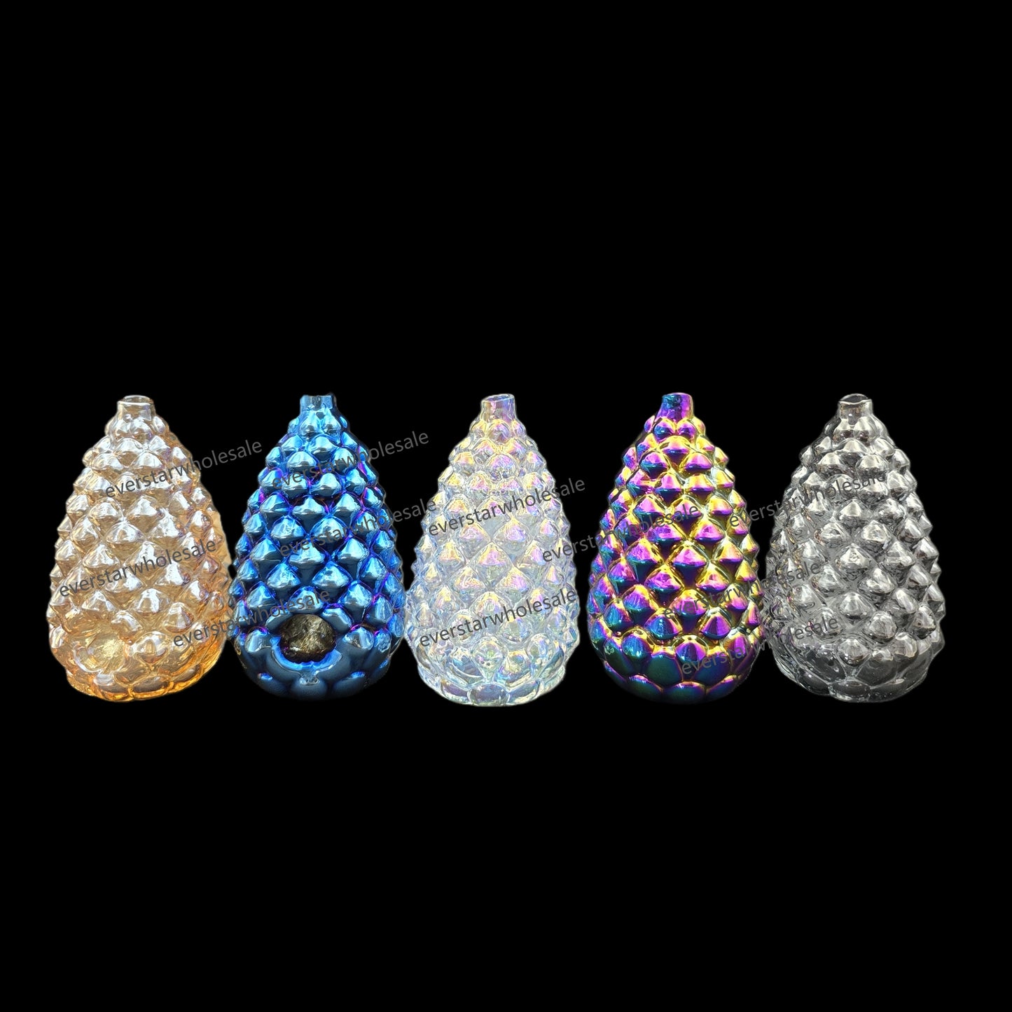 4 Inch Electroplated Pine Cone Glass Hand Pipe