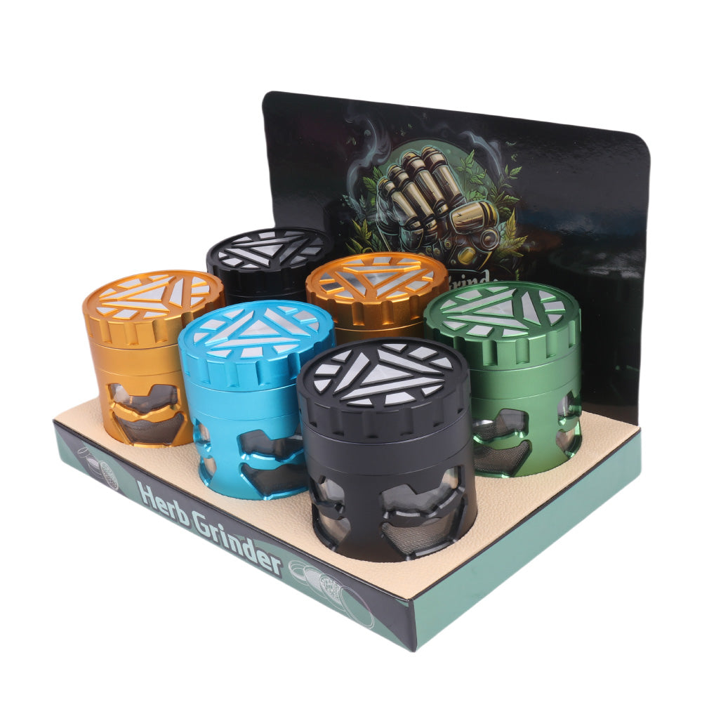 Aluminum Alloy Metal Herb Grinder with Window and Curved Lid