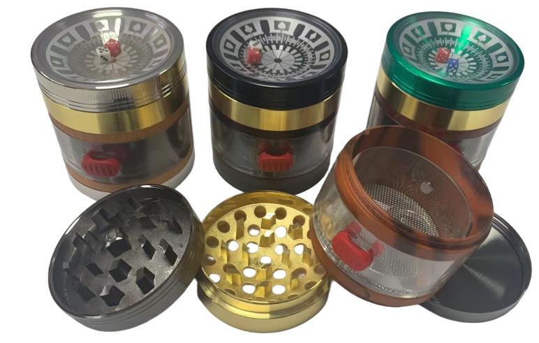 Zinc Alloy Herb Grinder Rasta Dice Cover with Window 4 Layers
