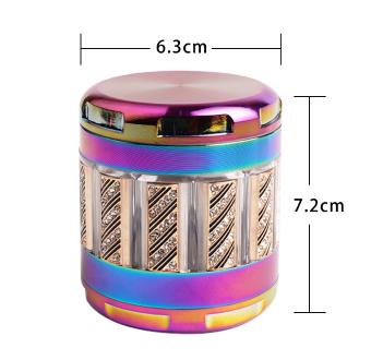 Rainbow Color Zinc Alloy Herb Grinder with Diamond