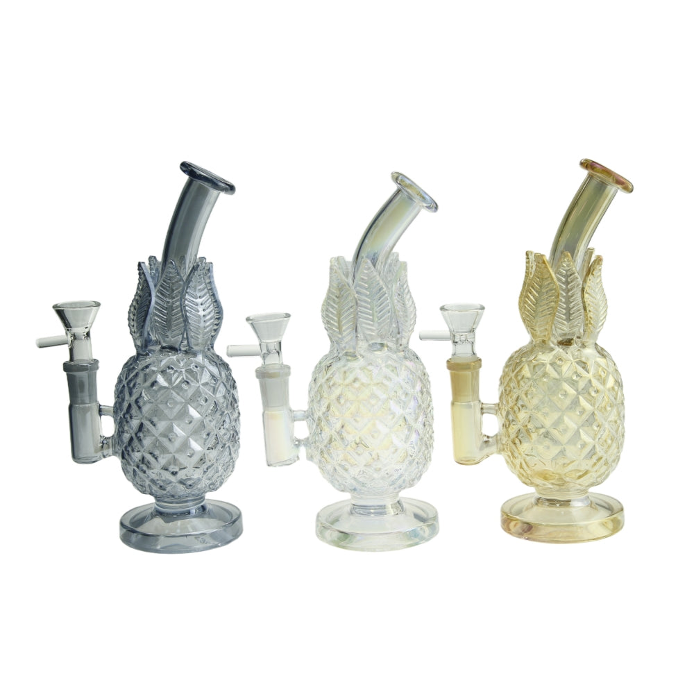 8.25 Inch Metallic Color Electroplating Pineapple Glass Water Pipe
