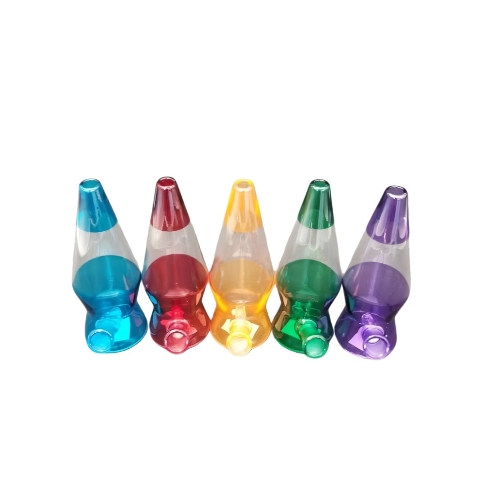 6 Inch Tall Colored Cone Rocket Shape Glass Water Pipe