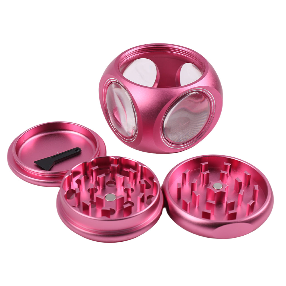 Aluminum Alloy Herb Grinder with Window Drum Shape