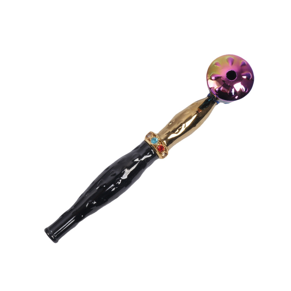 Multi Colors Metal Hand Pipe with Diamond Ring-10pcs/Gift Box