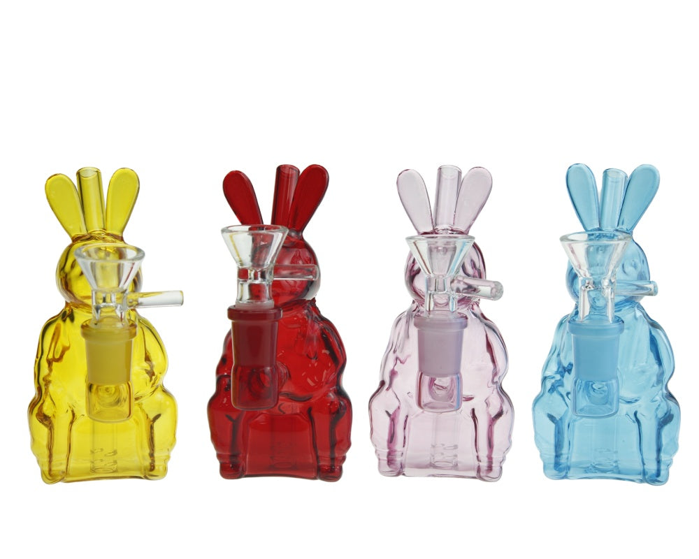 5 Inch Tall Colored Rabbit Cute Bunny Small Glass Water Pipe