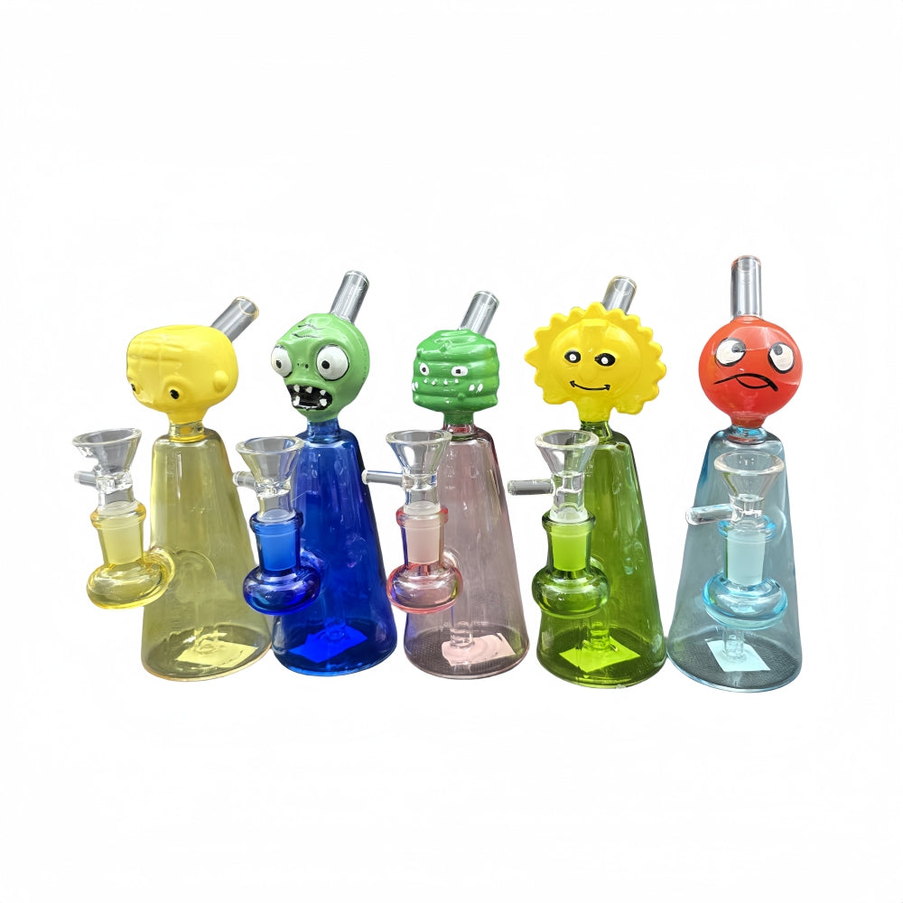6.5 Inch Tall Colored Character Head Glass Water Pipe