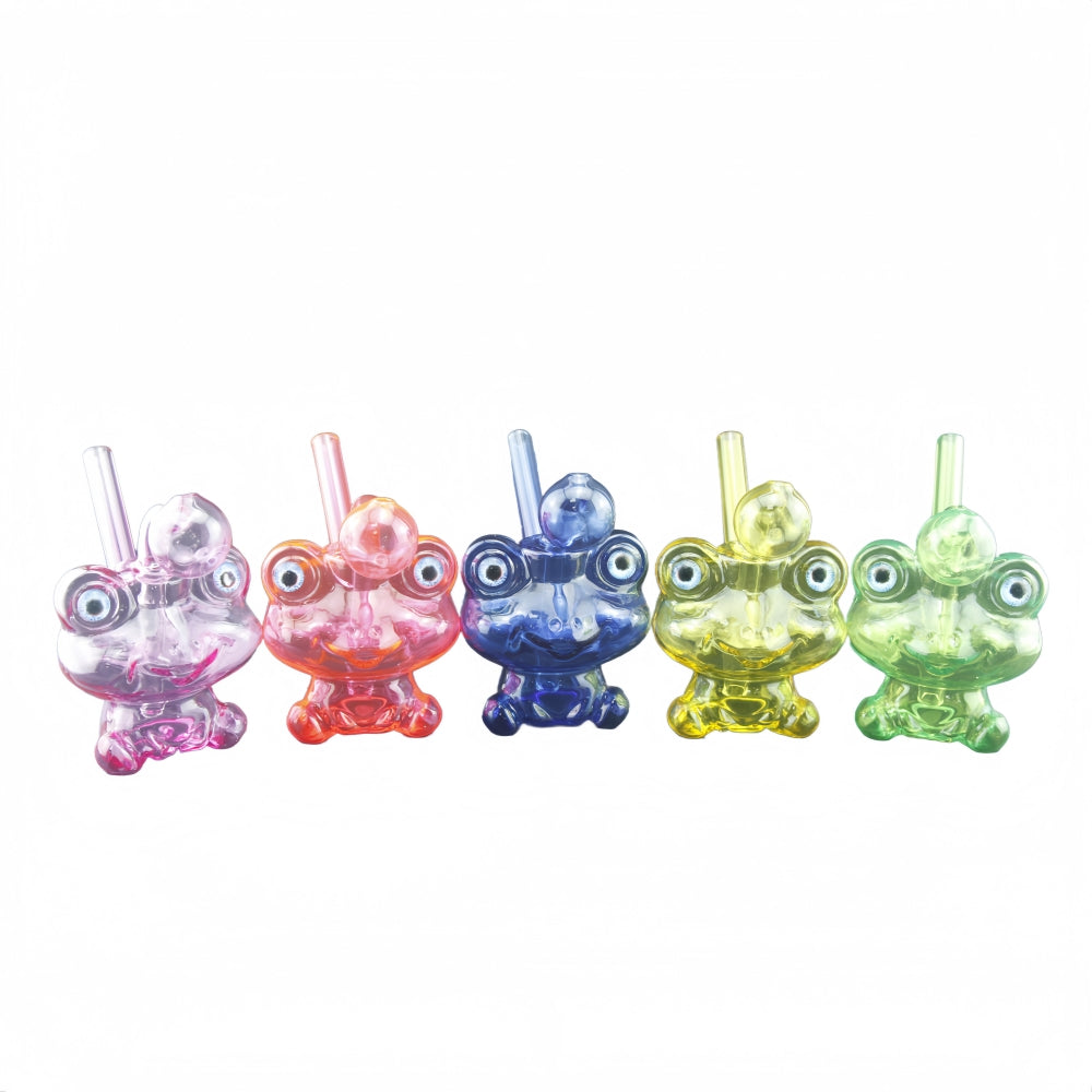 4.5 Inch Tall Colored Frog Glass Bubbler-Random Color Comes