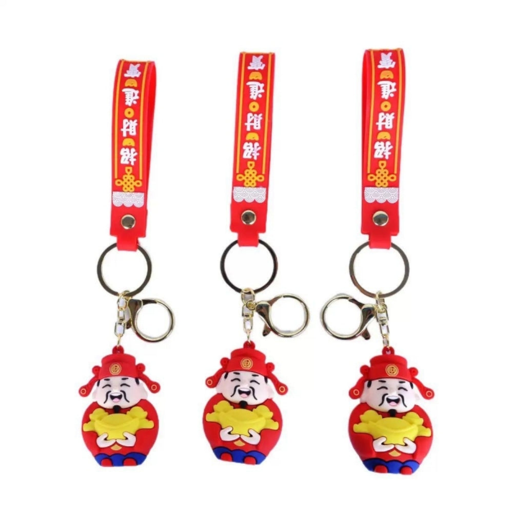 God Wealth New Year Fortune Keychain Pendant-Pack of 3