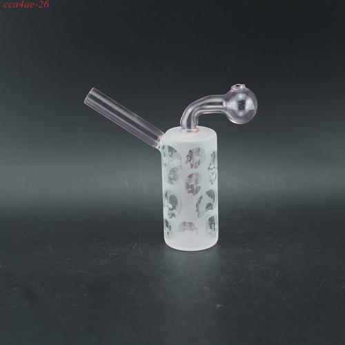 1pc 4.3" Sandblast Cylinder Oil Burner Glass Bubbler