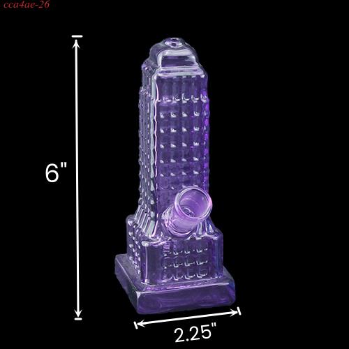 6" Colored Empire State Building Glass Bong Water Pipe