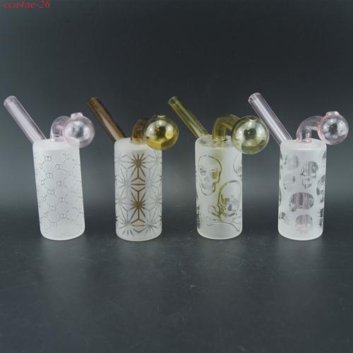 1pc 4.3" Sandblast Cylinder Oil Burner Glass Bubbler