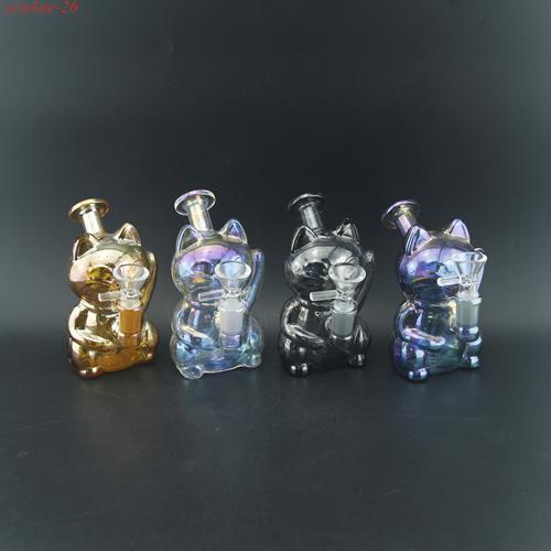 1pc 5" lucky cat glass water pipe