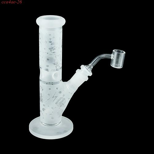 2pcs Sandblasted Straight Tube Glass Bong Water Pipe 8"