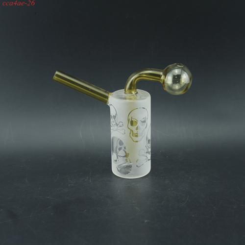 1pc 4.3" Sandblast Cylinder Oil Burner Glass Bubbler