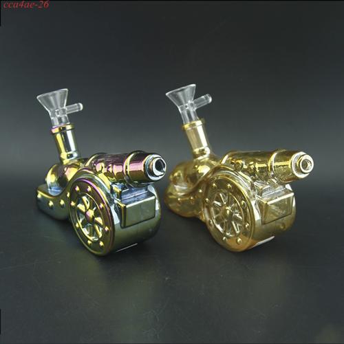3.8" High Italian Cannon Electroplated Glass Water Pipe