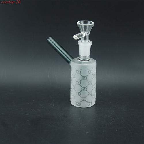1pc 4" Sandblast Cylinder Mini Glass Water Pipe