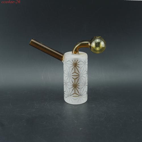 1pc 4.3" Sandblast Cylinder Oil Burner Glass Bubbler