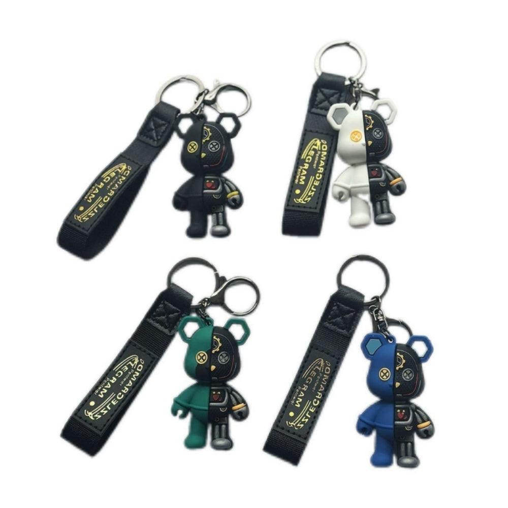 Mechanical Bear Keychain Key Ring with Strap-Pack of 3