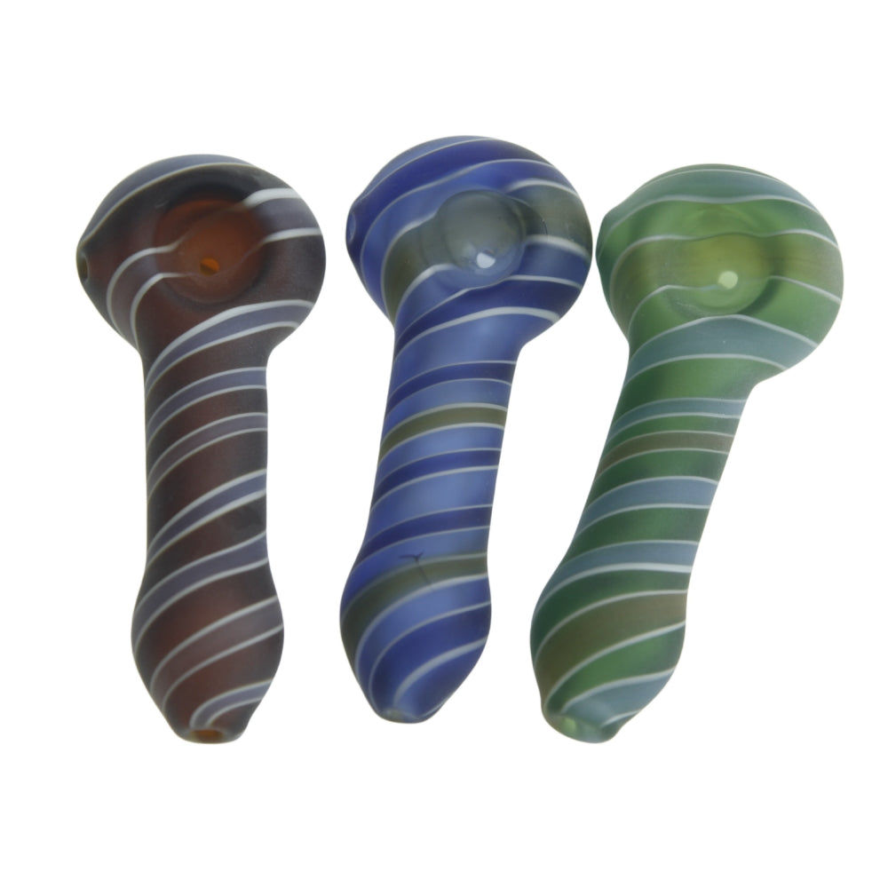 4 Inch Length Twisted Line Glass Spoon Hand Pipes-Random Color Comes-Pack of 2