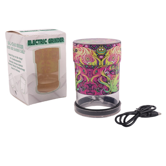 High Power Press Electric Bead Chain Herb Grinder With Luminous Light