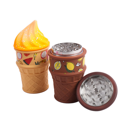 Ice Cream Cone Herb Grinder 3 Layers  Color Randomly-1 PC