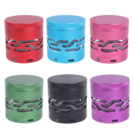Aluminum Alloy Herb Grinder Luminous Hollow Window 4 Layers