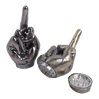 Zinc Alloy Middle  Finger Smoke Dry Herb Grinder-1PC Color Randomly