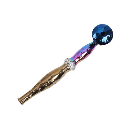 Multi Colors Metal Hand Pipe with Diamond Ring-10pcs/Gift Box