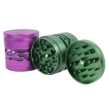 Aluminum Alloy Herb Grinder Luminous Hollow Window 4 Layers