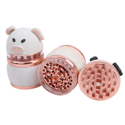 Colorful Rhinoceros and Piggy Smoking Herb Grinder-4 Layes