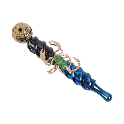 Metal Hand Pipe Spiral Tube with Diamond Animal on Tube-10pcs/Box