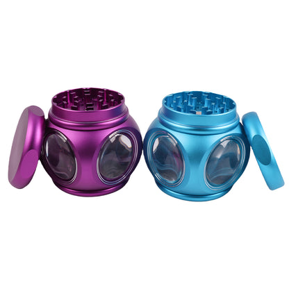 Aluminum Alloy Herb Grinder with Window Drum Shape