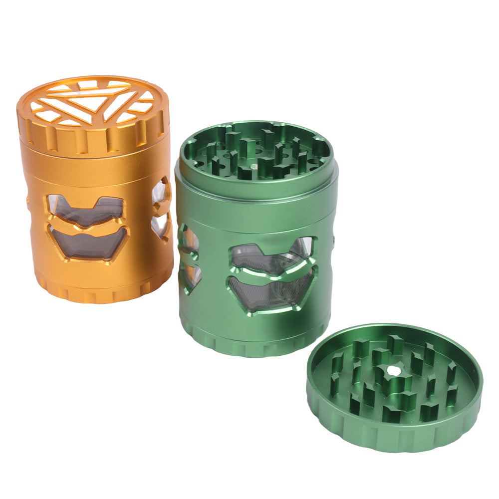 Aluminum Alloy Metal Herb Grinder with Window and Curved Lid