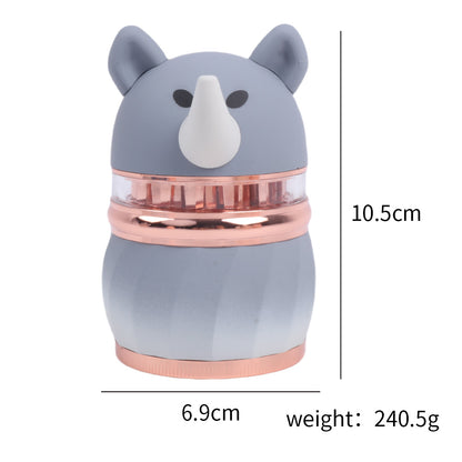 Colorful Rhinoceros and Piggy Smoking Herb Grinder-4 Layes