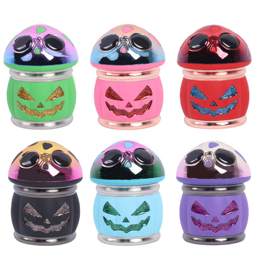 Evil Pumpkin Face Metal Herb Grinder Mushroom Shape 4 Layers