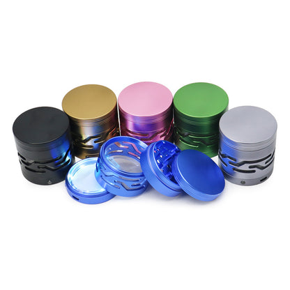 Aluminum Alloy Herb Grinder Luminous Hollow Window 4 Layers