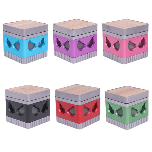 Square Shape Herb Grinder with Zorro Eyes Window